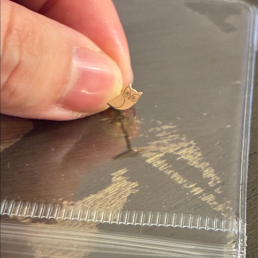 Gold Owl Stud Earring 14K